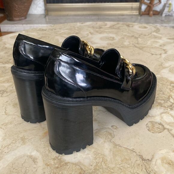 Madden Girl Kelsey-C Chunky Platform Heeled Chain Detail Loafers - Picture 11 of 11